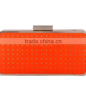 Alibaba China Orange Clutch Bags With Metal Frame Elegant Diamond Dinner Bags