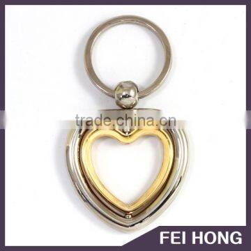 High qulaity fashion design heart shape spinning keychain