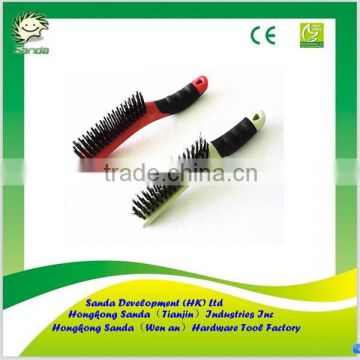 10" two-color rubber handle steel wire scratch brush