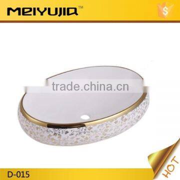 D-015 golden above mount vanity ceramic shape bathroom wash basin