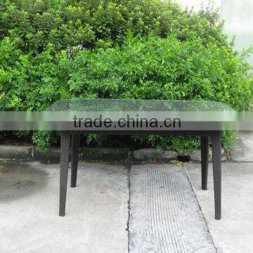 outdoor artificial rattan table with glass