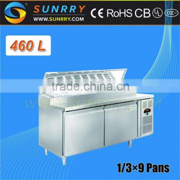 Pizza Counter Display Refrigerated Pizza Counter Stainless Steel Pizza Counter 9 Pans (SY-RST1700S SUNRRY)