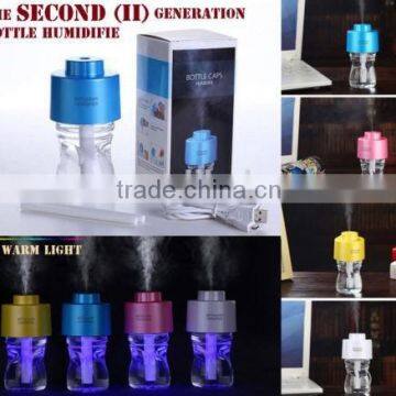 Portable Mini Air Diffuser USB Bottle Cap Humidifier With LED Night Light photo-2