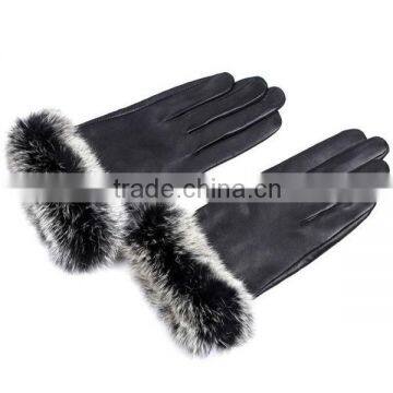 newly ladies fashion genuine slim-fitting thin rabbit fur leather gloves