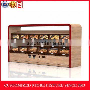 Fashion supermarket wood bread display rack, display stand