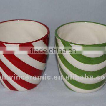 Ceramic stripe flowerpot