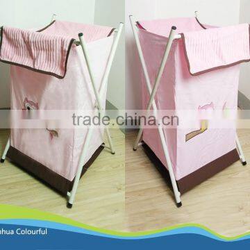 dirty laundry basket cotton fabric laundry basket metal standard folding laundry bag foldable laundry basket LB00099