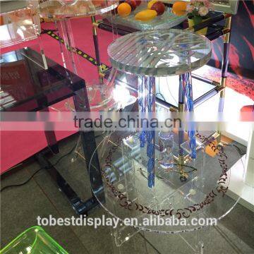 Customized high grade acrylic glass dining table, round computer desk, round desk