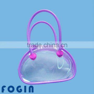 Recyclable fashion pvc cosmetic packaging bag with handle