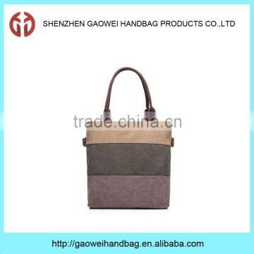 Hot sale high quality fashion cheap standard size canvas tote bag leather handle GW835