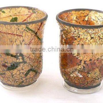 golden color black cement mosaic glass vase