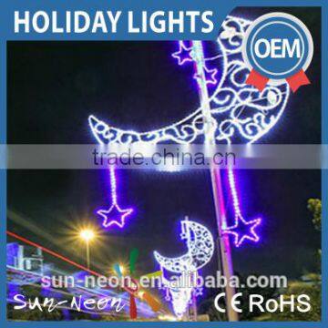 Outdoor Christmas 3d Moon Motif Light Christmas Street Decorative 3d Motif Light