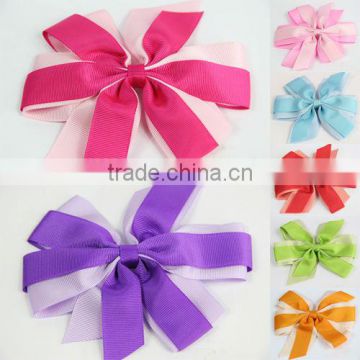 Girls Large Hair Bows Clip Stripe hairpin Double Ribbon clips CN008