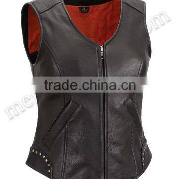 Ladies Black Cow Leather Vests