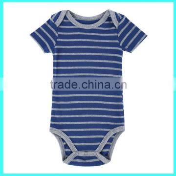 Simple blue tripe baby boys bodysuit from chinese clothing company