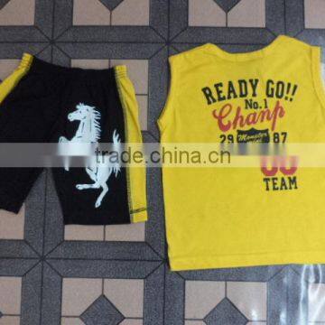 Children printed knitted short sleeve t-shirt and short pant set