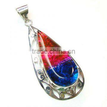 .925 Sterling Silver Dichroic Glass Fashion Pendants