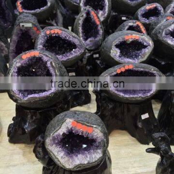 Natural Rock Amethyst Geode Brazilian Crystal Ornaments Wholesale