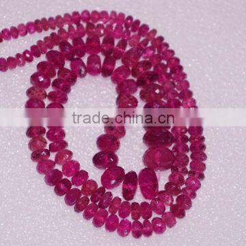 Pink Tourmaline Faceted Rondell 5 Strand Necklace photo-2