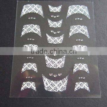 Wholesale rhinstone 3D french nail art sticker french nail tips manufacturer