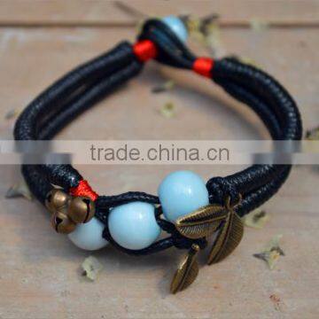 2016Hot sales Nylon Weave handmade ceramic bead bracelet