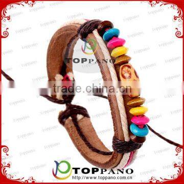 new product hot sale bead leather bracelet jewelry adjustable leather bracelet