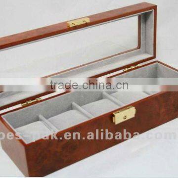 transparent acrylic window top wooden watch box