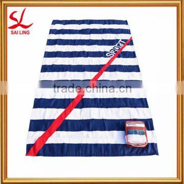 Professional Microfiber Striped Navy Blue Sport Towel, Wholesale Striped Beach Towel Alibaba