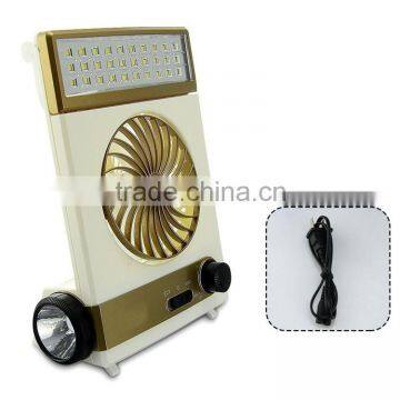 Super led light table lamp solar power battery air cooling fan