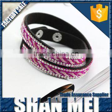 Double Layer Pink Korean Velvet Bracelets for Women photo-2
