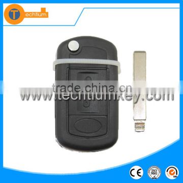 High quality Folding filp car key cover shell with uncut blade and logo 3 button remote key case fob for landrover freelander