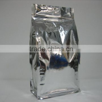 flat bottom coffee aluminium foil bags with degassing valve