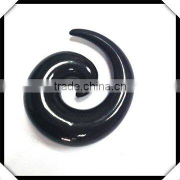 black different size spiral ear taper piercings