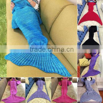 New arrival Knitting Mermaid Tail Blanket / Warm Soft Sleep Bag / sofa blanket