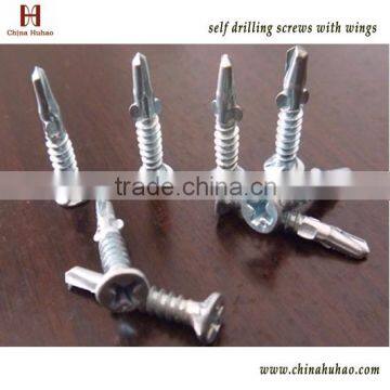 phillips white zinc flat head self drilling screw with wings