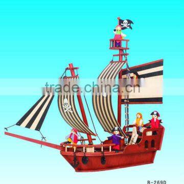 Mediterranean set sail wooden toy boat