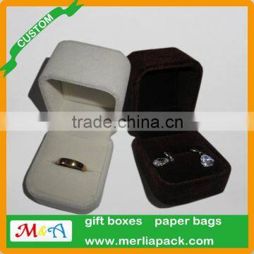 14K Gold Plated Ring Packging Box With Blue White Rhinestones Boxes