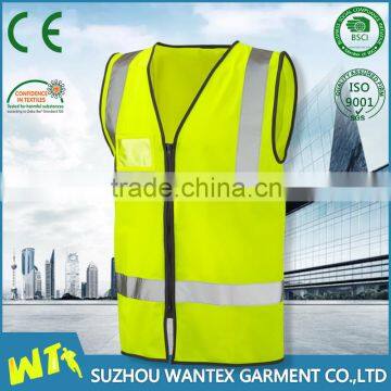 2016 wholesale cheap 100% polyester Fluorescent yellow reflective construction safety vests