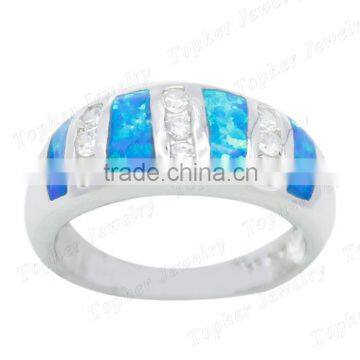 Classic Blue Opal Design Ring Simple Design Ring With cz photo-3