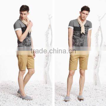 High Waist Casual Tight Slimming Cotton Mens Chino Shorts photo-5