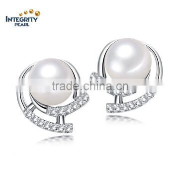 8.5-9mm button round Korean style hot sale freshwater women pearl earring jewel