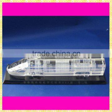 Personalized Engraved Crystal Glass Train Model For Company Souvenirs