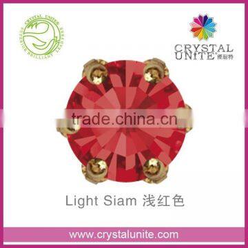 U1038CS Light Siam Machine Cut Chaton in Crown Setting,lead free rhinestone