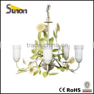 5 light wrought iron white in brush gold finish glass pendants for chandelier