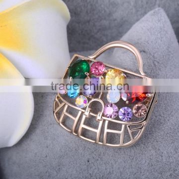 British brooches handbag colorful gemstone brooches for women