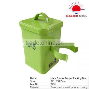 Metal spices pepper packing box,Airtight food tin can,safety food tin,food tin container with strap holder and hook