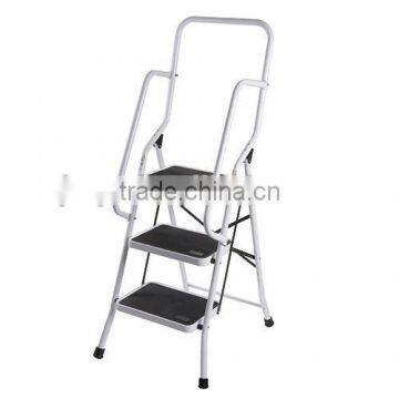 3 step steel ladder with handrail with New EN14183