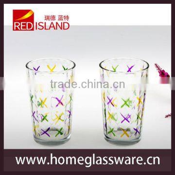 glass manufactory supply hand painted glass cup, tall glass tumbler, beer glass