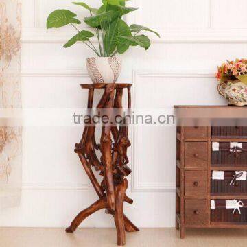 Southeast Asia Style Root Carved Flower Stand, Decorative Root Carving Corner Table, Unique Design Telephone Table (BF01-X1171) photo-2