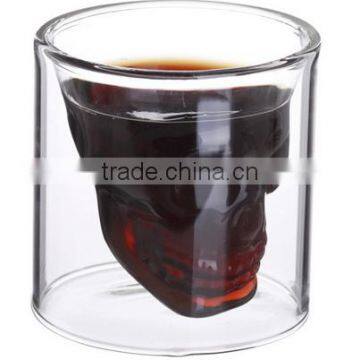 Skull Heat Resistant Glass Coffee Cup Personalized Skull Heads hand blown double wall glass cup